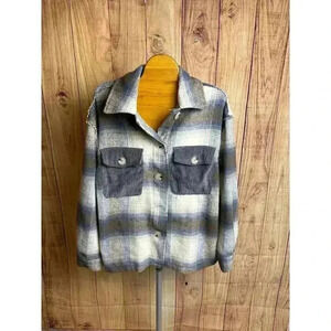 Bohme Plaid Flannel Corduroy Shacket Jacket Distressed Soft Size S